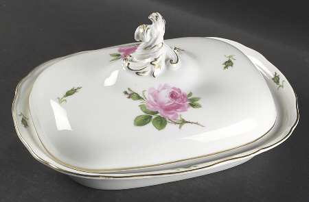 Rose Pink ("X" Backstamp) Oval Covered Vegetable