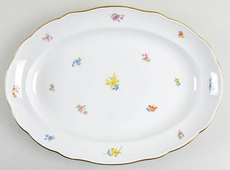 Scattered Flowers ("X" Backstamp) 17" Oval Serving Platter