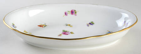 Scattered Flowers ("X" Backstamp) 10" Oval Vegetable Bowl