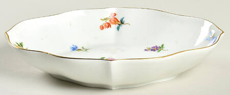 Scattered Flowers ("X" Backstamp) 7" Oval Sweet Meat Dish