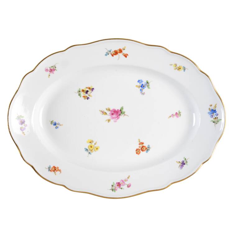 Scattered Flowers ("X" Backstamp) 11" Oval Serving Platter