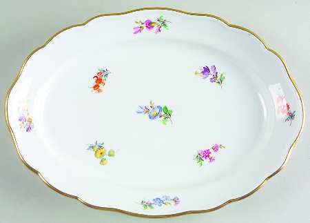Scattered Flowers ("X" Backstamp) 9" Oval Serving Platter