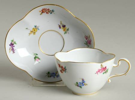 Scattered Flowers ("X" Backstamp) Flat Demitasse Cup & Saucer Set