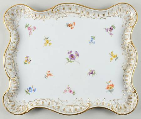 Scattered Flowers ("X" Backstamp) 17" Rectangular Tray