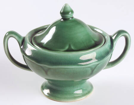 Petal Green Sugar Bowl & Lid