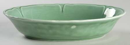 Petal Green 9" Oval Vegetable Bowl