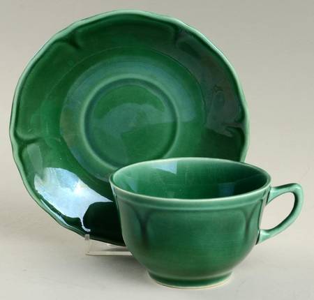 Petal Green Flat Cup & Saucer Set