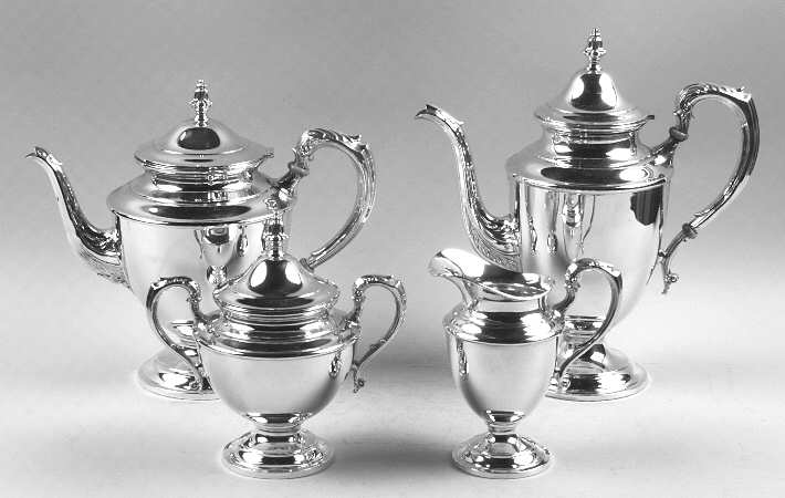 Sterling Hollowware 4 Piece Tea Set (SCP, STP, SCR, SSU)