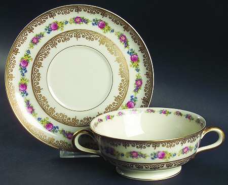 The Augustus Rex Footed Cream Soup Bowl & Saucer Set