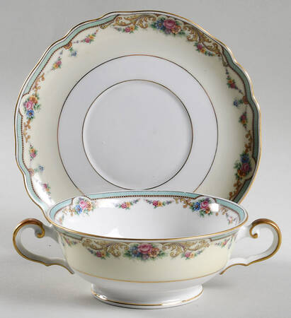 Belhaven Footed Cream Soup Bowl & Saucer Set