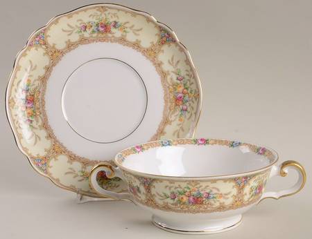 Meadowbrook Footed Cream Soup Bowl & Saucer Set by Paul Muller