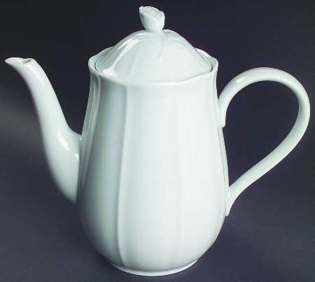 Embossed White Teapot & Lid