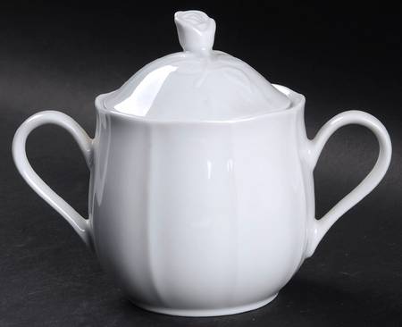 Embossed White Sugar Bowl & Lid