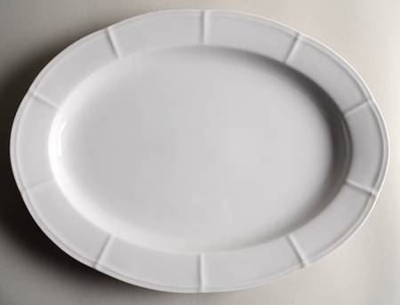 Embossed White 16" Oval Serving Platter