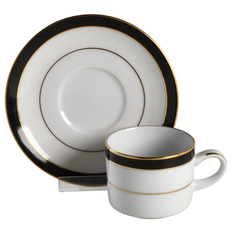 Royal Ebony Flat Demitasse Cup & Saucer Set