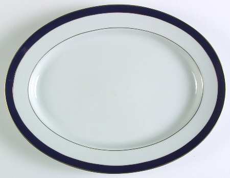 Royal Lapis (Navy Blue Band) 13" Oval Serving Platter