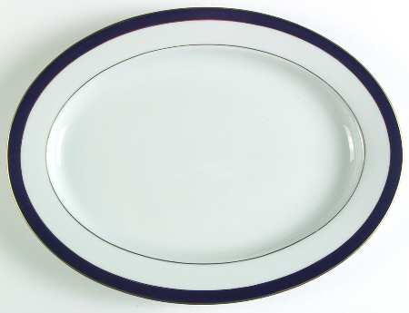 Royal Lapis (Navy Blue Band) 16" Oval Serving Platter