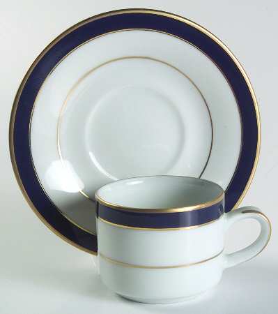 Royal Lapis (Navy Blue Band) Flat Demitasse Cup & Saucer Set