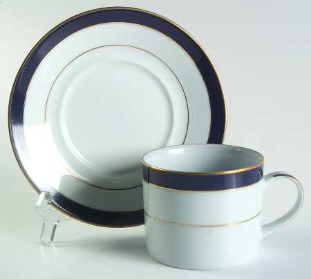 Royal Lapis (Navy Blue Band) Flat Cup & Saucer Set