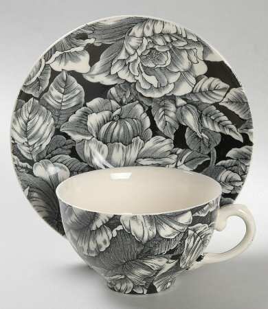 Bermuda Black Flat Cup & Saucer Set