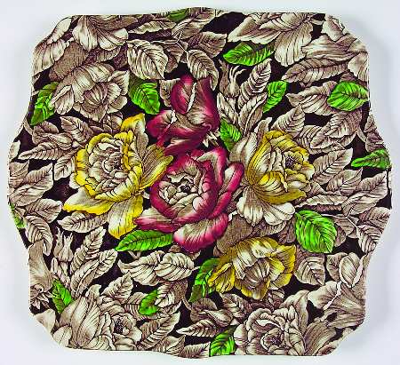 Bermuda Brown Multicolor Square Handled Cake Plate