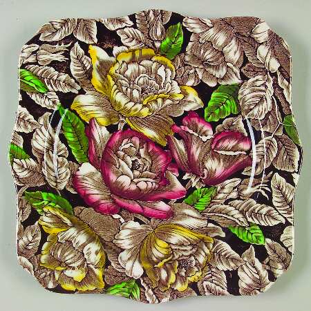 Bermuda Brown Multicolor Square Luncheon Plate