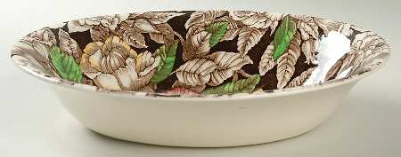 Bermuda Brown Multicolor 10" Oval Vegetable Bowl