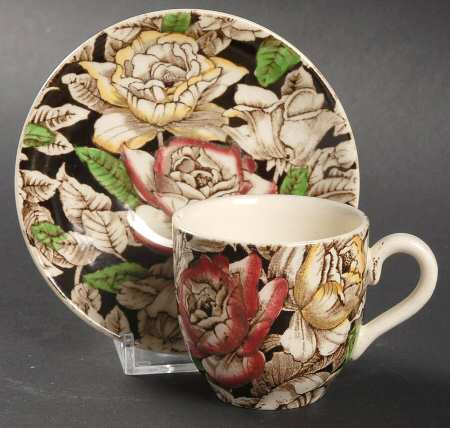 Bermuda Brown Multicolor Flat Demitasse Cup & Saucer Set