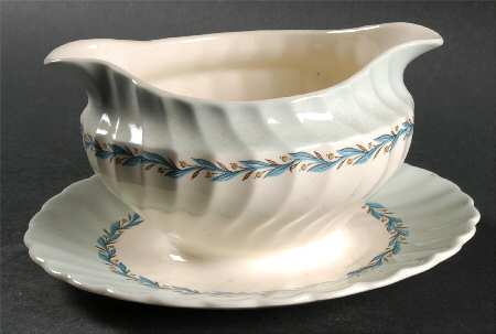 Blue Chelsea Gravy Boat with Attached Underplate
