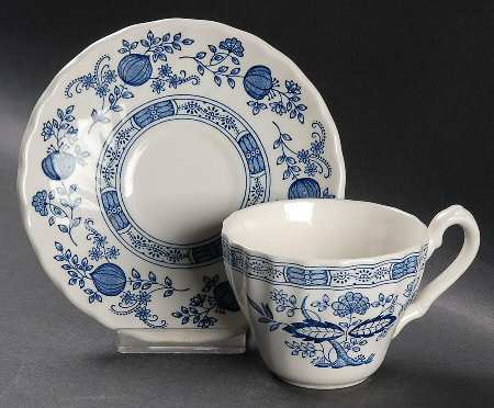 Blue Onion Flat Cup & Saucer Set