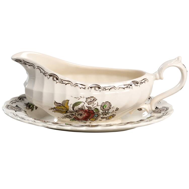Bouquet (No Trim) Gravy Boat & Underplate/Relish