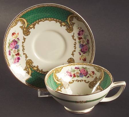 The Bouquet Green Footed Cup & Saucer Set