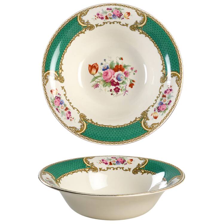 The Bouquet Green 8" Round Vegetable Bowl