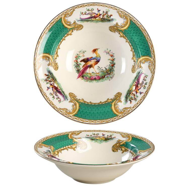 The Bouquet Green Rim Fruit/Dessert (Sauce) Bowl