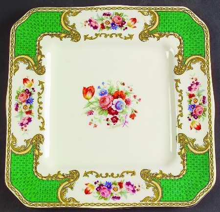 The Bouquet Green Square Luncheon Plate