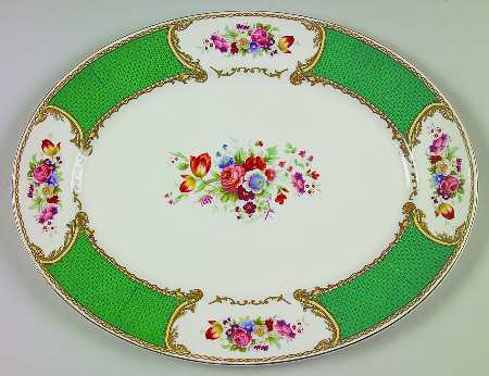 The Bouquet Green 14" Oval Serving Platter