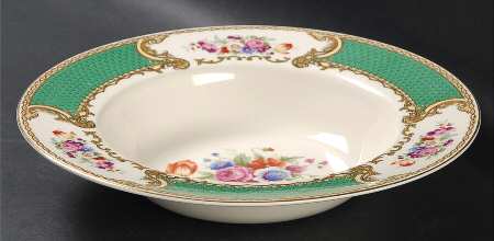 The Bouquet Green Large Rim Soup Bowl