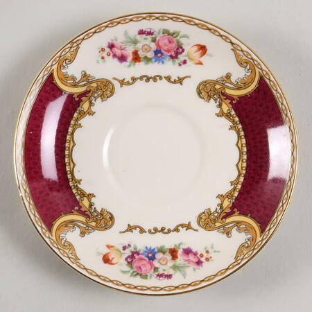 The Bouquet Maroon Saucer for Footed Cup by Myott Staffordshire