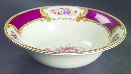 The Bouquet Maroon 8" Round Vegetable Bowl by Myott Staffordshire