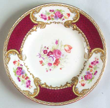 The Bouquet Maroon Bread & Butter Plate by Myott Staffordshire