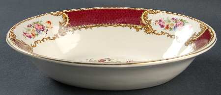 The Bouquet Maroon 9" Oval Vegetable Bowl by Myott Staffordshire