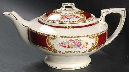 The Bouquet Maroon Teapot & Lid