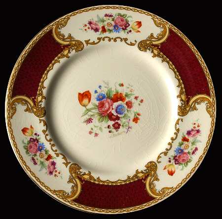 The Bouquet Maroon Salad Plate by Myott Staffordshire