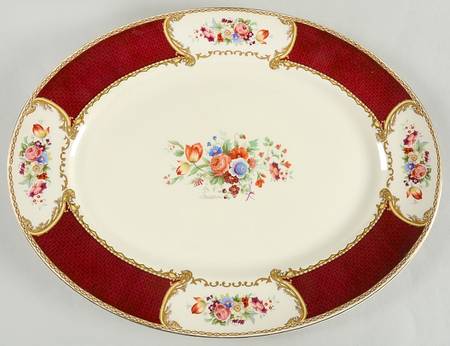 The Bouquet Maroon 16" Oval Serving Platter