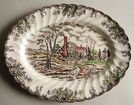 The Brook Brown Multicolor 12" Oval Serving Platter