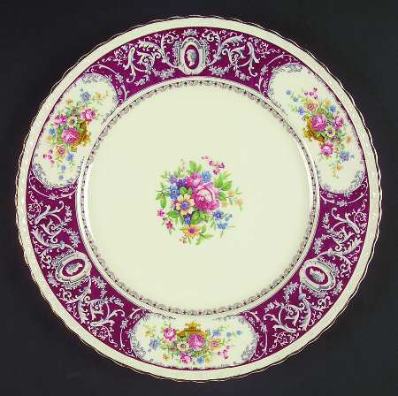 Canterbury Red Border (Floral Center) Dinner Plate