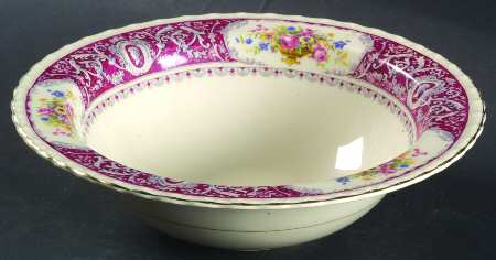 Canterbury Red Border (Floral Center) 9" Round Vegetable Bowl