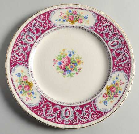 Canterbury Red Border (Floral Center) Luncheon Plate