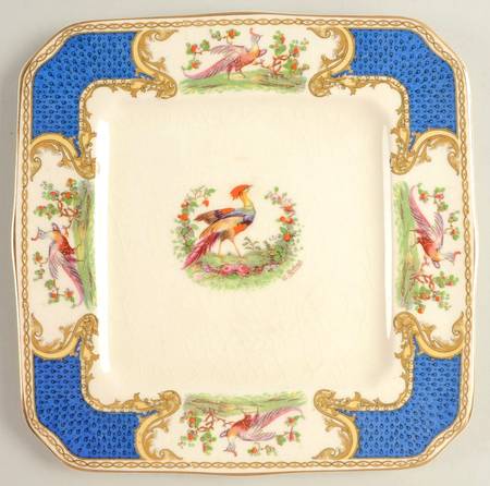 Chelsea Bird Blue 8" Square Cookie Plate