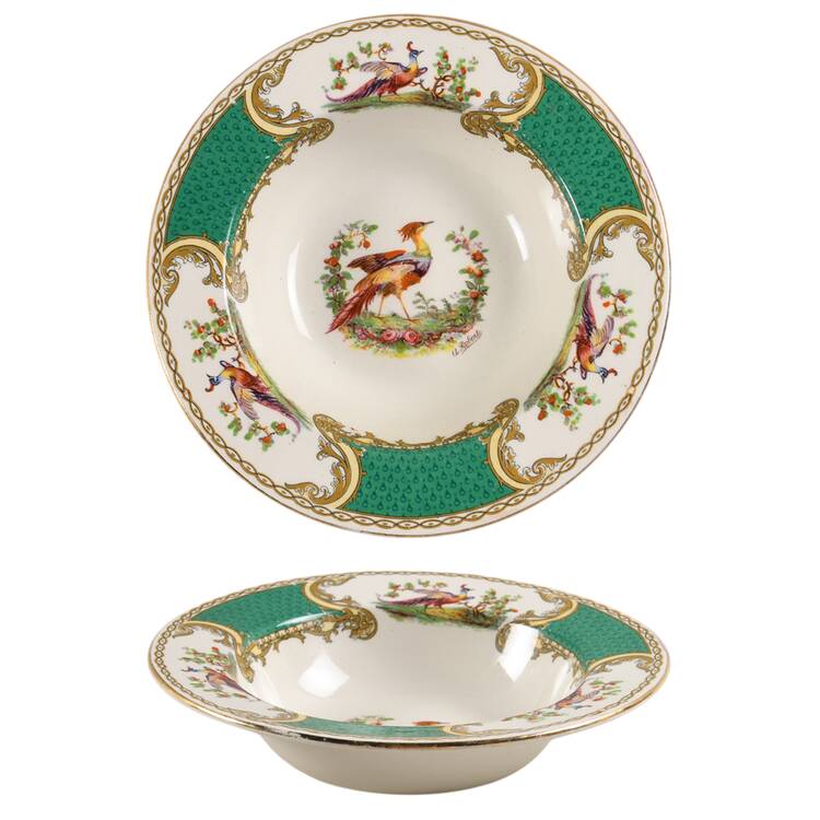 Chelsea Bird Green (Enamel) Rim Cereal Bowl